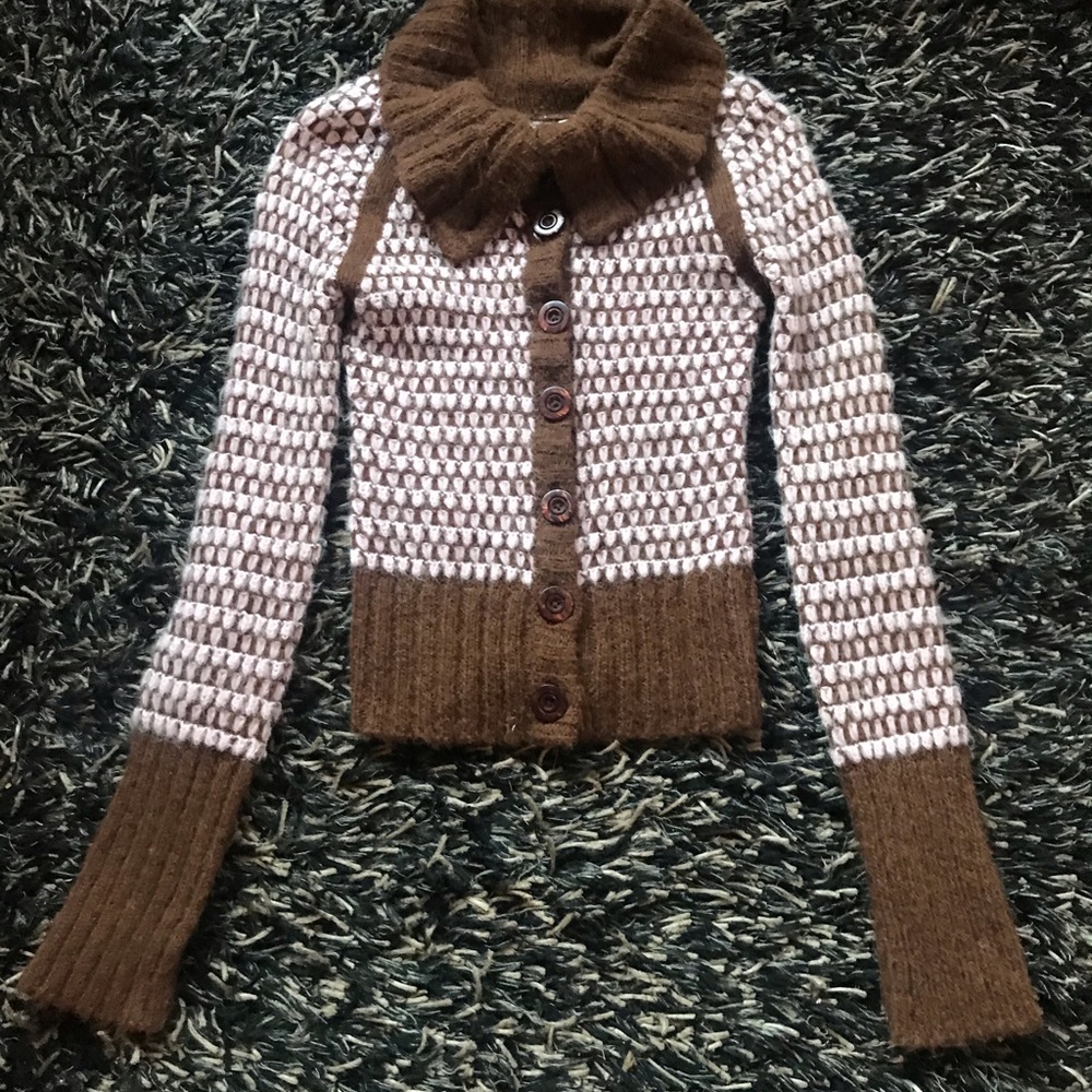 Free People pink & brown Alpaca Cardigan